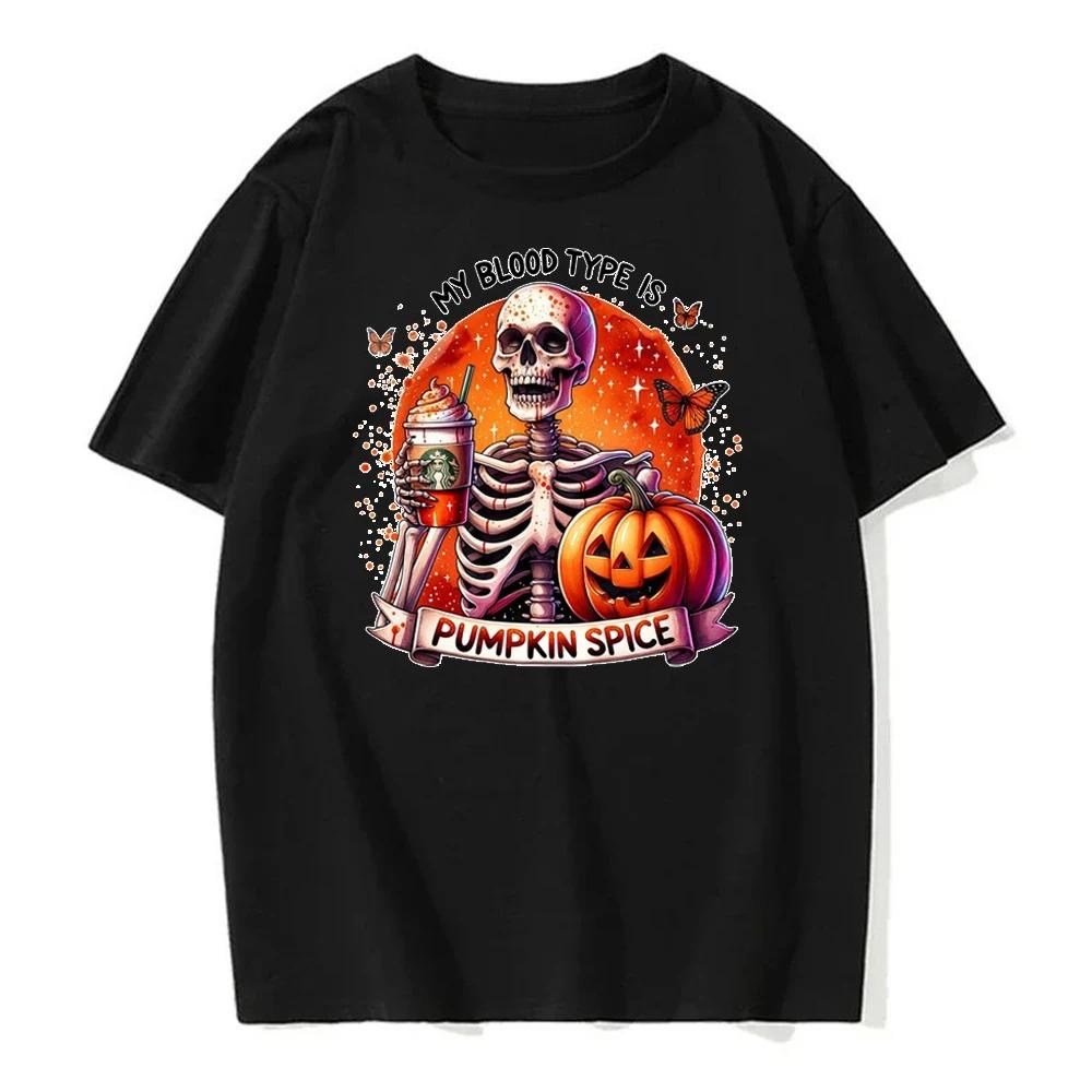 Women Ghost Pumpkin Bat Print Round Neck Pullovers Funny Halloween Costume Cotton Shirt Graphic T Shirts Y2k Top Harajuku Tops