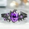 Luxusní evropský a americký prsten velkoobchod fialový topaz přírodní prsten, módní šperk s diamanty ve tvaru kapky vody