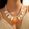 Necklace for Women Beach Conch Shell Pendant Necklace Summer Starfish Beaded Shell Necklace Beautiful Elegant Necklace for Her