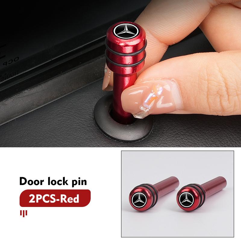 Universal Car Door Lock Knob Pull Pins Aluminum Alloy Security For Mercedes Benz W211 W124 W176 W177 C180 C200 C260 C300 GLC CLE