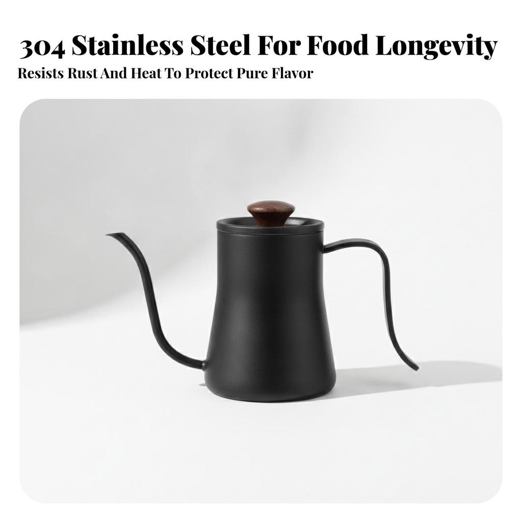 304 Stainless Steel Pour-over Coffee Kettle Teflon Coated Gooseneck