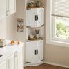 39.5x39.5x180cm, Corner Cabinet,5 Storage Compartments,white Wood Look,suitable for Living Room,kitchens and Dining Areas,with Anti-tip Device