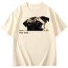 New Mynah Pug Dog Fun Dog Pattern Pet Dog Print Women's Loose Short Sleeve Trendy Casual Tee Shirt O-Neck Comfortable Tops