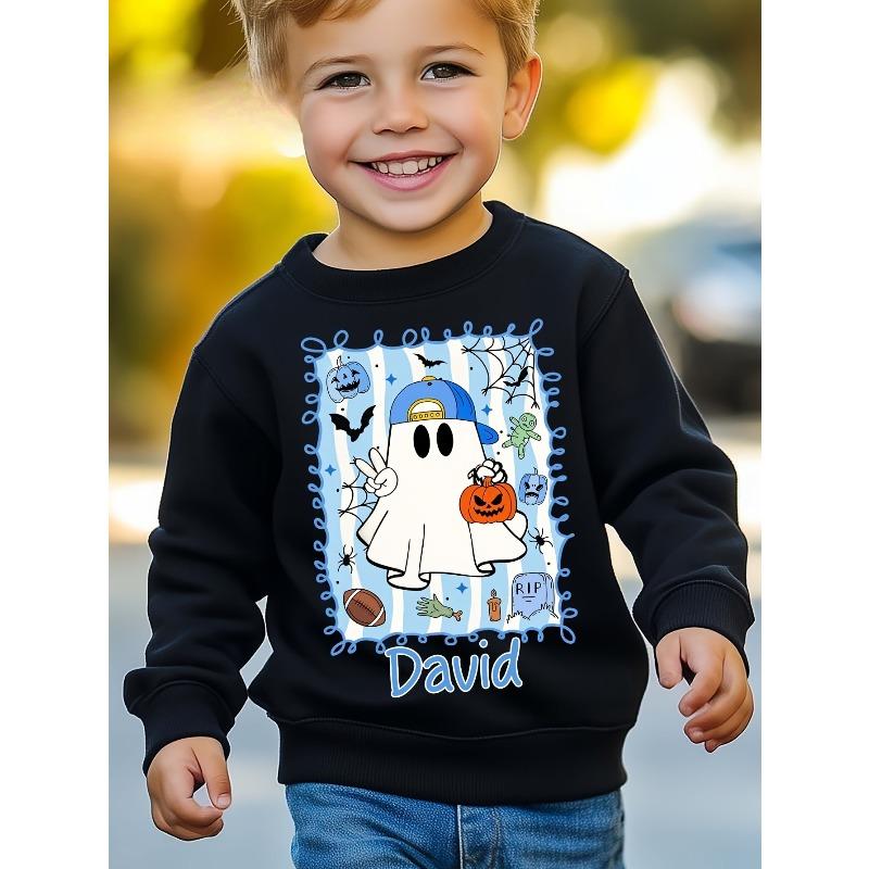 Kids Sweatshirt Halloween Personalized Halloween Ghost Print Creative Casual Round Neck Sweatshirt