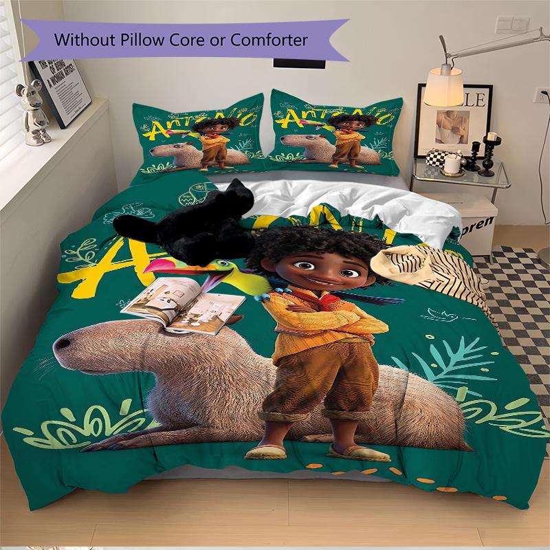 3-teiliges Encanto Antonio Madrigal & Capybara Bettwäscheset, Enthält 1 Bettbezug und 2 Kissenbezüge, Ohne Füllung, Weich und Bequem für Zuhause Schlafzimmer