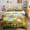 Girls Playing In Spring Garden Bedding Set for Kids Luxury Gift 3pcs Digital Print Comforter Set Soft Comfortable Breathable