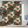 Modern Floral Bathroom Shower Curtain Green Strawberry Design Pattern Decorative Waterproof Fabric Custom Size Available For Hom