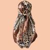 2025 High Quality Leopard Print Square Scarf Women's Imitation Silk Scarf Casual Versatile Decoration Small Neck Scarf 90CMx90CM