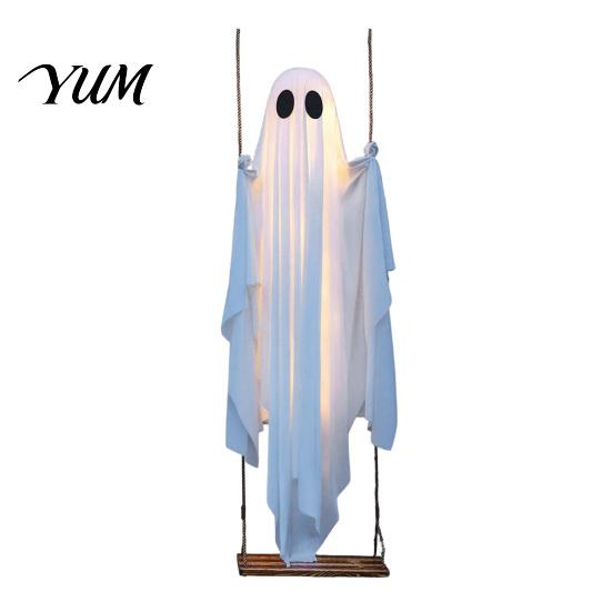 Párty rekvizity pro slavnostní atmosféru Velké závěsné houpačkové strašidlo Halloweenská dekorace s dálkovým ovládáním a provázkem Zahradní ozdoba Teplá světla