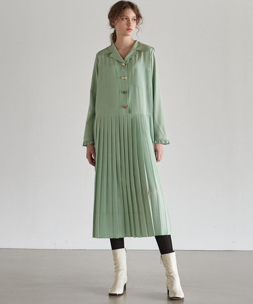 Mite Sailor Stitch Pleats Dress_Mint Green