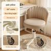 Adjustable Swivel Makeup Stool with Backrest - Cream Bedroom Dressing Table Chair On Rollers