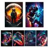 Abstract Pop Art Playing Guitar Skateboarding Astronauts Posters and Prints Canvas Painting Space Astronauts Wall Art Pictures