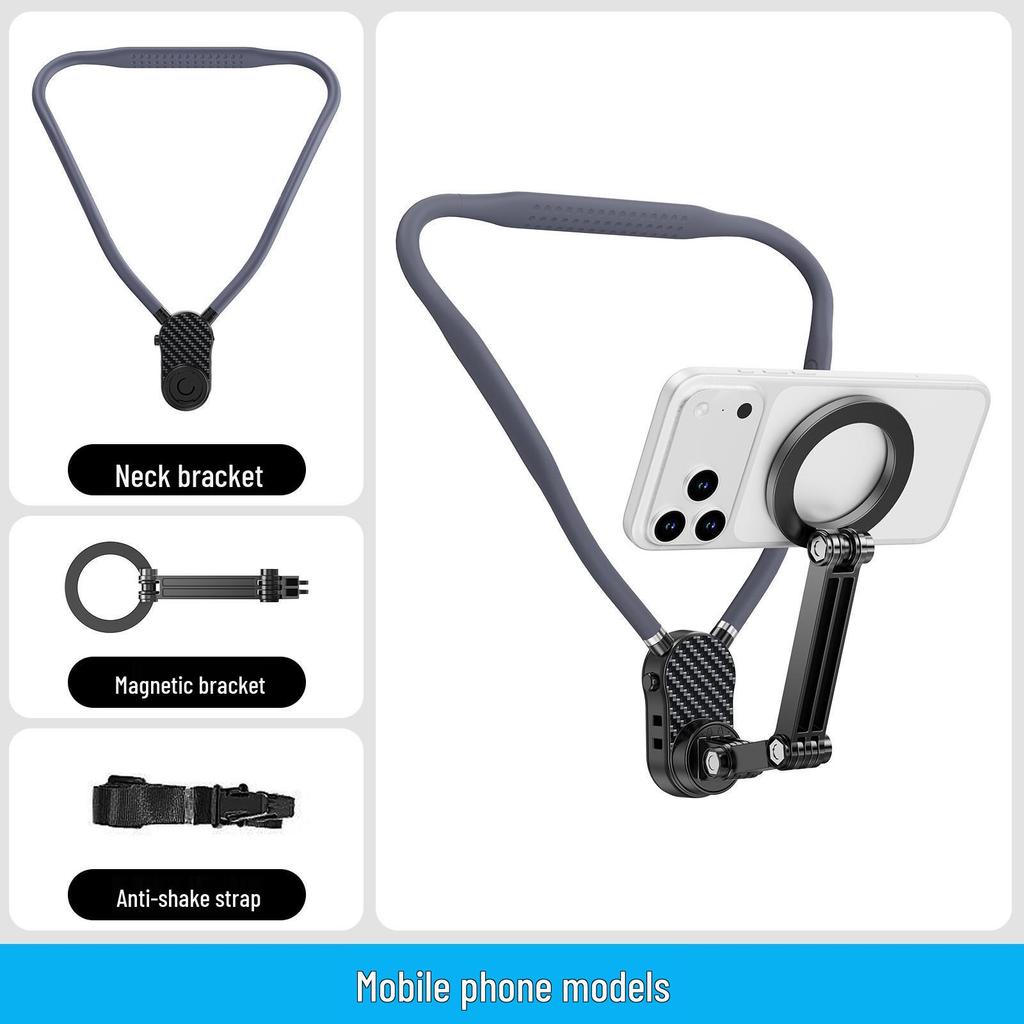 Suporte Magnético de Pescoço para Filmagem em Primeira Pessoa: Câmera Esportiva e Suporte para Celular para Atividades ao Ar Livre, Escalada, Pesca e Ciclismo