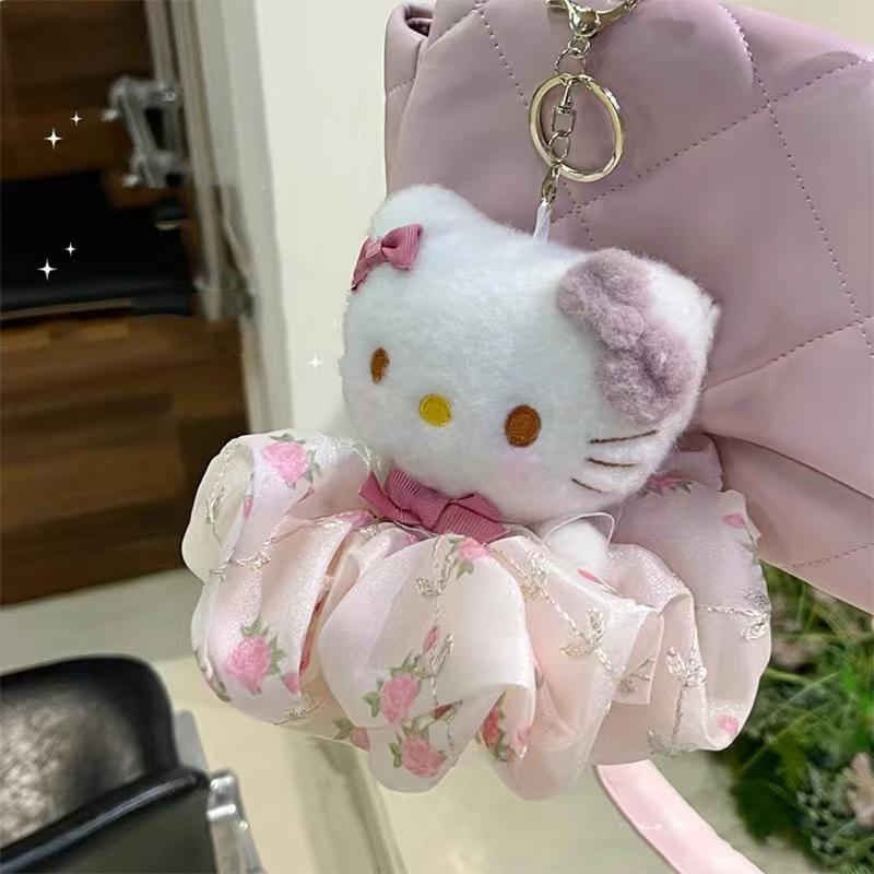 Simpatico portachiavi Sanrio Hello Kitty Kawaii Cartoon Schoolbag Pendant Decoration Peluche Doll Toy Regali per le feste