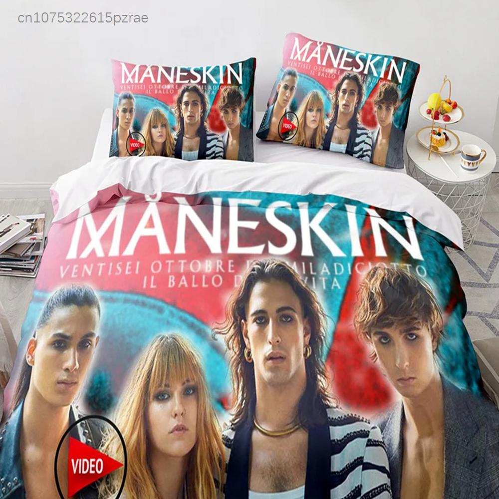 Maneskin Rock Band Maneskin Damiano David Duvet Cover Double Twin Full Queen King Adult Boys Bedclothes Quilt Cover