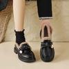 Ein-Pedal Samt-Slipper mit dicker Sohle Damen 2025 neu Herbst und Winter warme Baumwollschuhe flauschige Pendlerschuhe kleine französische Lederschuhe