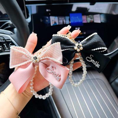 Camellia Bow & Pearl Keychain Pendant for Bags