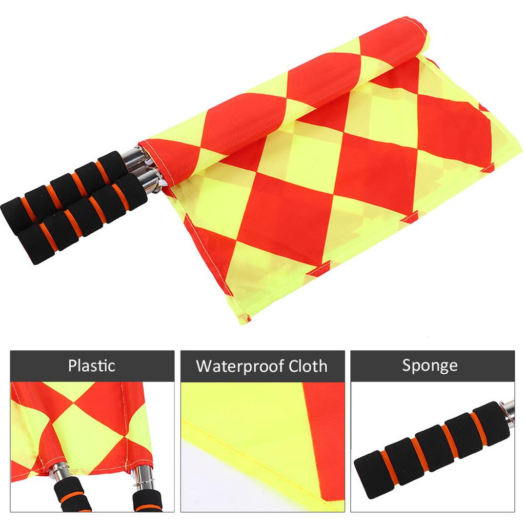 2Pcs/Bag Soccer Football Referee Sport Match Linesman Flag with Storage Bag
