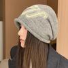 Outdoor versatile hat women's autumn and winter warm knitted hat lazy style retro headgear show face small cold hat
