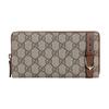 Vintage Logo Leather Trim Long Zip Canvas Wallet Unisex Wallets Ebony Brown 309758-KHN6G-8871