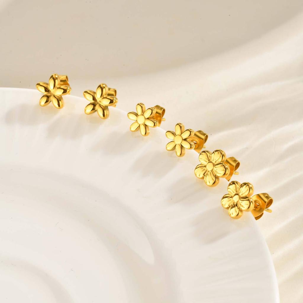 Vnox Women's Small Pretty Flowers Stud Earrings Stainless Steel Fashion Statement Cartilage Ear Jewelry Gifts