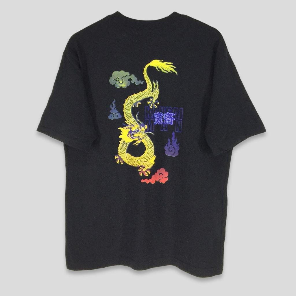 Vintage Kansai man dragon T-Shirt kansai yamamoto designer tee black Medium