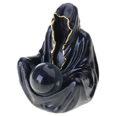 Resins Death God Sculpture with Crystal Ball Globe Halloween Decors Party Centerpieces Bookshelves Ornament Gift