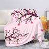 Kirschblüten-Kuscheldecke Äste Blumendruck Fleece-Flanell-Decke Japanischer Stil Weiche Flauschige Decke für Sofa Couch Bett