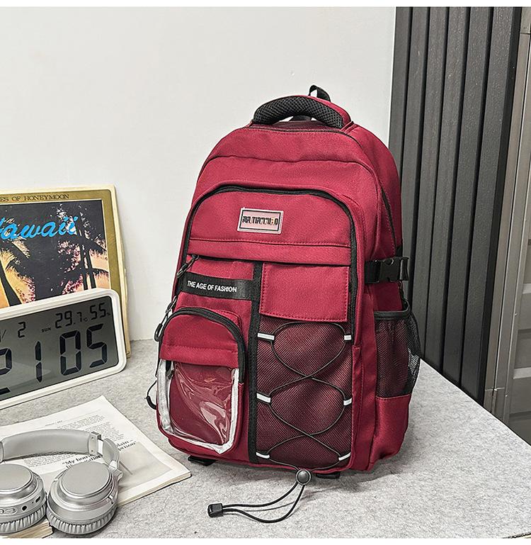 Schoolbag new high-value Korean ins college style solid color simple backpack junior high school students lightweight large-capacity backpack