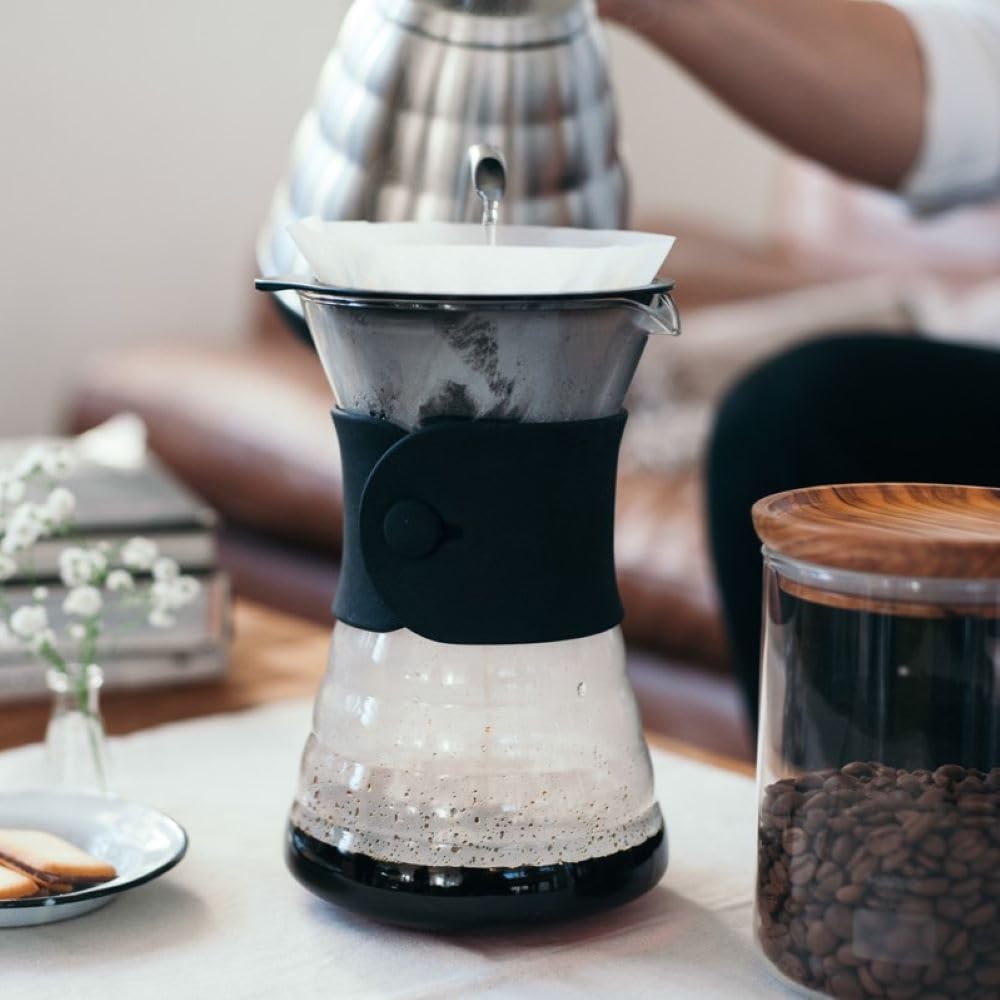 HARIO V60 drip decanter 700ml black for 1 to 4 cups with band VDD-02B