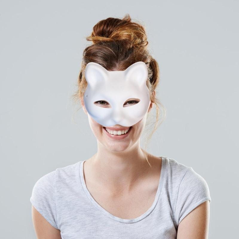 Cats Mask Halloween Party Mask Hand-Painted Cats Mask with Plush Fabric Unpainted Mask Animal Mask Animal Mask Kits
