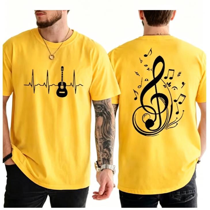 Unisex Mode T-Shirt Sommer Straße Rundhals Lässig Camisetas T-Shirt Musiknoten Design T-Shirts für WoUnisex Unisex Kurzarm
