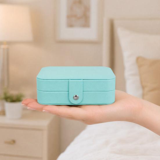 PU Leather Jewelry Box, Multi-Layer Organizer, Compact Lightweight Protective Jewelry Holder, for Rings Earrings Bracelets