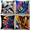 Street Graffiti Texture Cushion Cover Soft & Easy-Wash Pillow Case – Versatile For Couch, Bed, Travel And Office