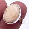 Natural Fossil Coral Gemstone Handmade 925 Sterling Silver Jewelry Ring S.8 u6O20