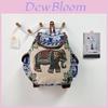 Ethnic Style Embroidered Elephant Canvas Backpack With Drawstring Closure For Casual Travel And Daily Use
