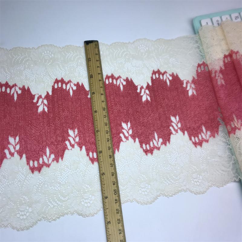 ( 2 Colors ) Spandex Lace, 22cm Wide Two Tone Stretch Lace Fabric for Lingerie, Dress, Garment, Sewing & Crafting