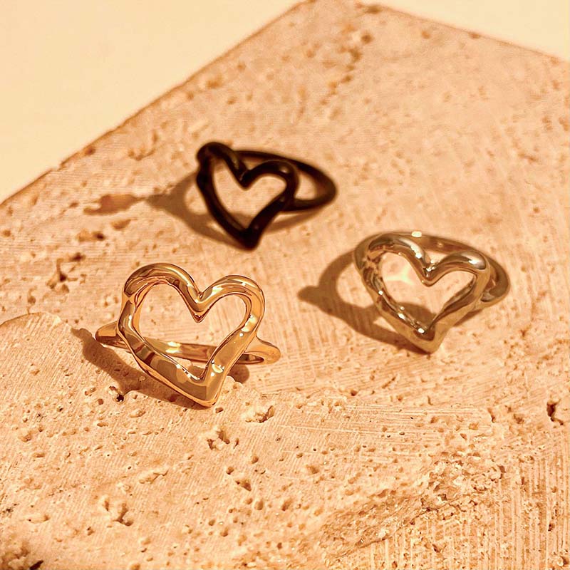 Vintage Irregular Heart Ring for Women Girls Wedding Party Jewelry Design Trendy Female Accessories Gifts Stainless Steel Wedding Party Jewelry