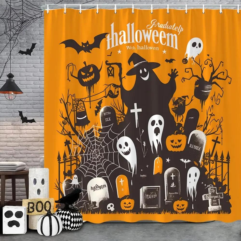 Halloween Gothic Skull Shower Funny Black Rose Bones Holiday Gift Polyester Bath Curtain Bathroom Decor With Xt6@