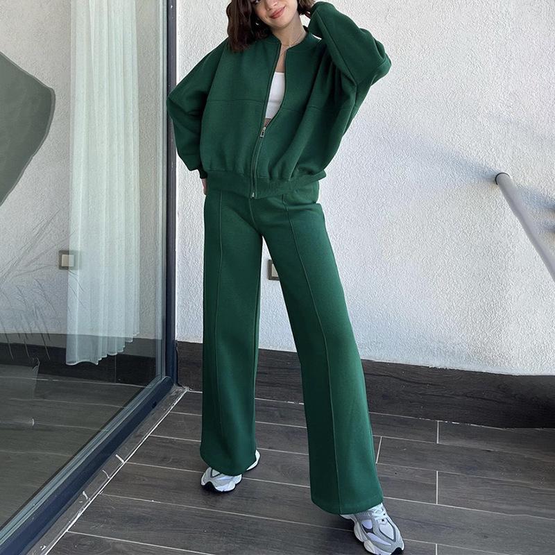 2024 Women's Casual Loose Sportswear Set: Long-Sleeve Round Neck Top & Trousers for Spring & Autumn