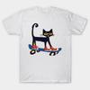 Herren Schwarzes T-Shirt mit Aufdruck Pete The Cat Skateboarden No-Cut Transferpapier Druck Baumwoll-T-Shirt