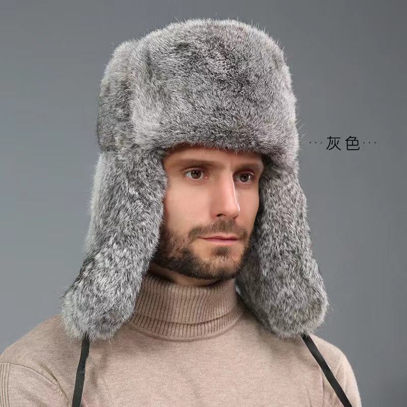 Russian Trapper Soviet Ushanka Bomber Hat Knitted Leather Earflap Fur Lined Winter Cap for Men Women