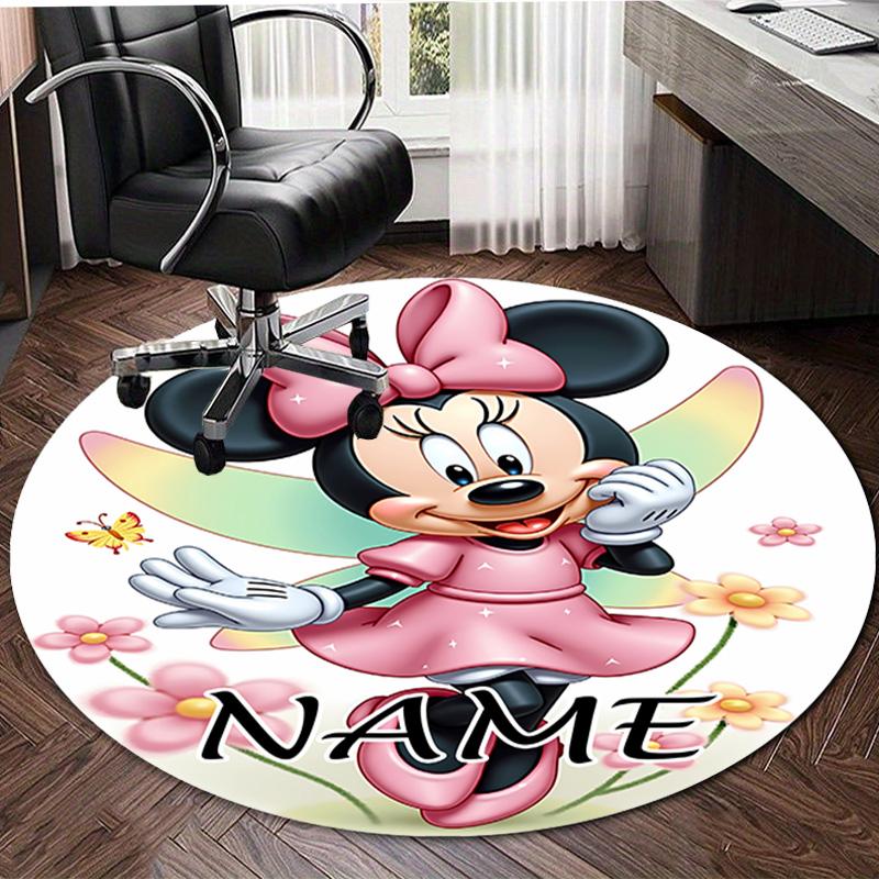 Gepersonaliseerd M-Minnie Rond Kantoorvloerkleed - Perfect voor Mat, Kantoorstoel & Meer - Ideaal Cadeau voor Verjaardagen en Feestdagen