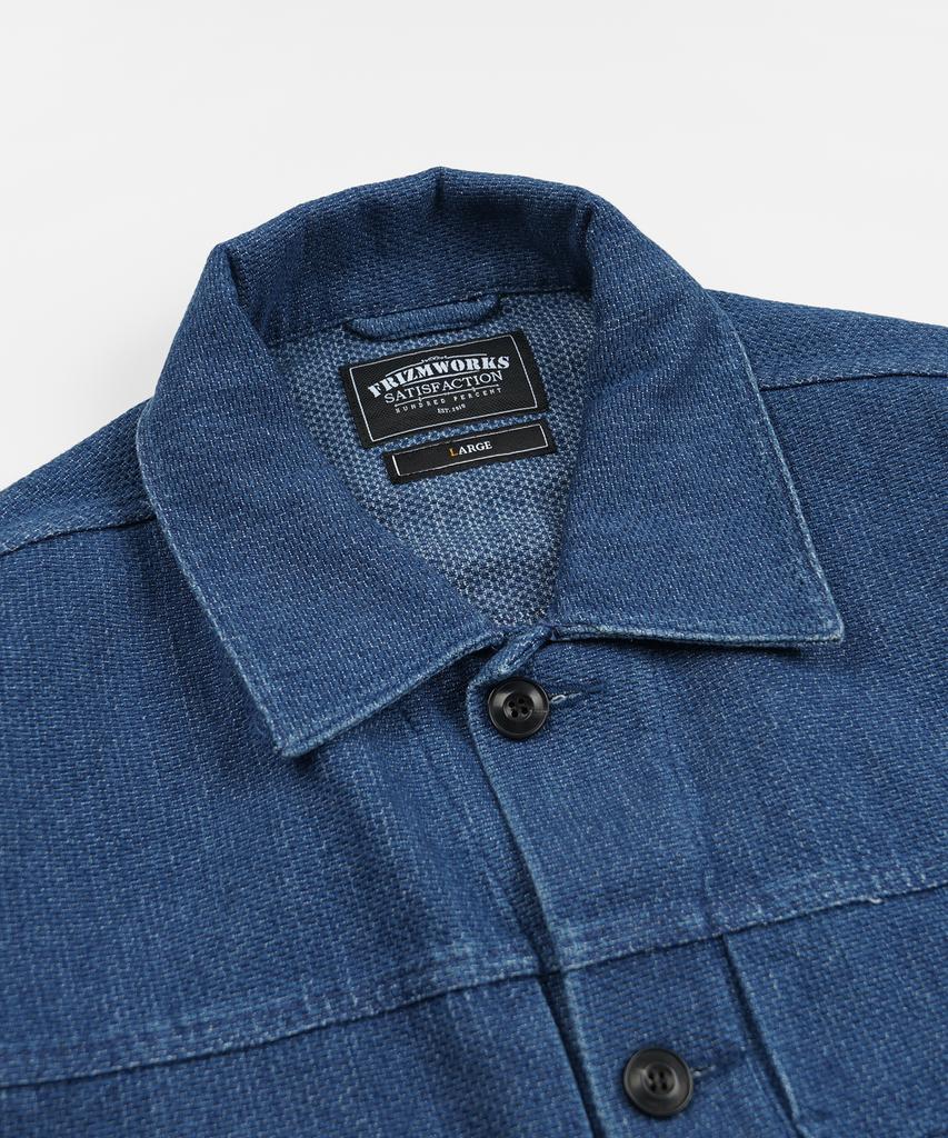 FRIZMWORKS Sashiko Denim Trucker Jacket _ Mid Blue