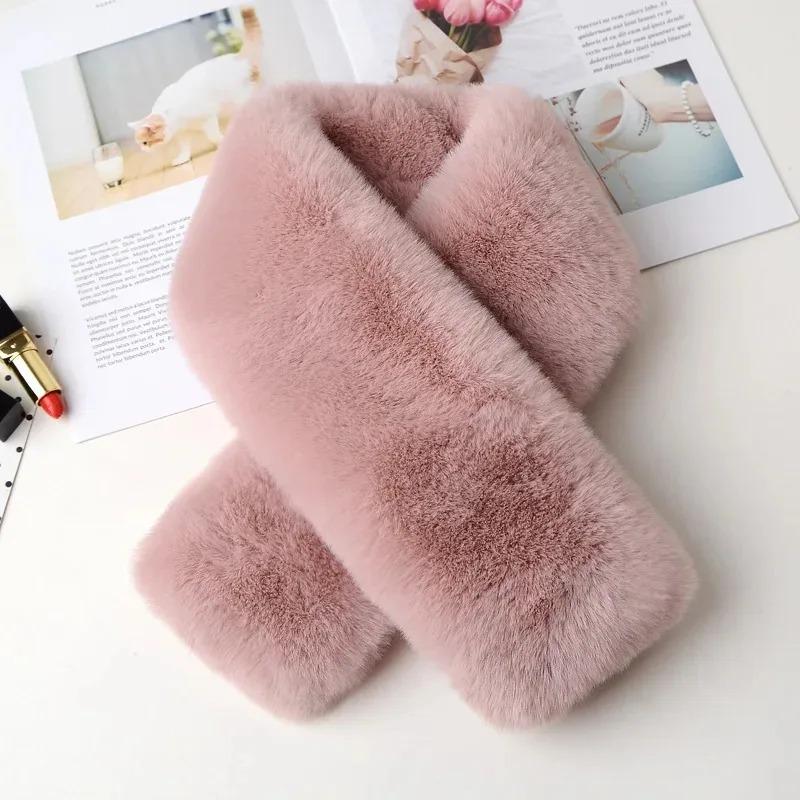 Children'S Double-Sided Velvet Thickened Fleece Scarf Korean Style Imitation Fur Warm Scarf Fur Collar Autumn And Winter
