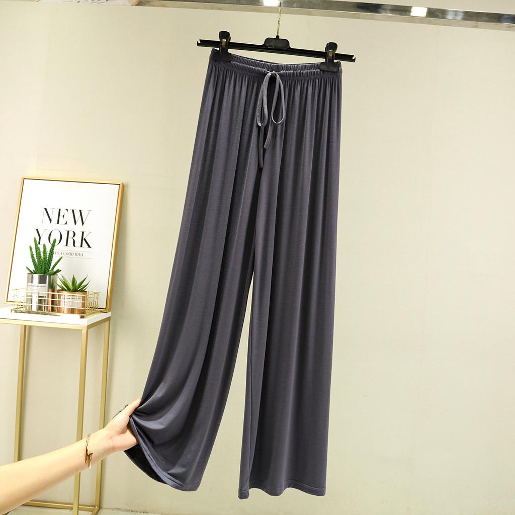 Solid Colour High Waist Spring Summer Autumn Straight Lace-up Thin Lounge Trousers Elastic Waist Loose Casual Loose Trousers Casual Yoga Home Trousers