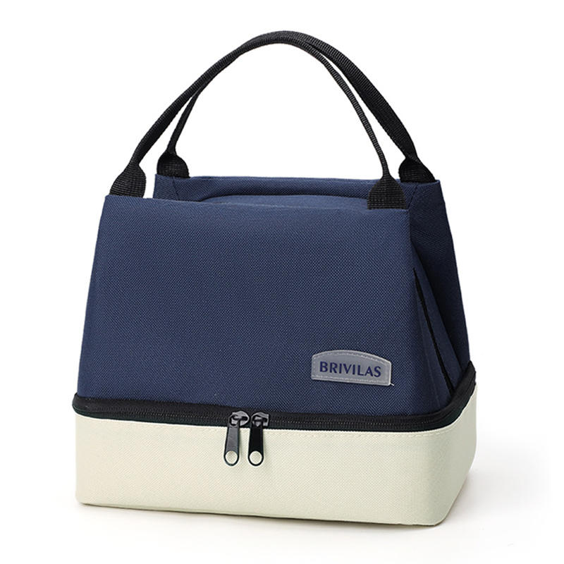 Double-layer Insulated Handbag Lunch Bag With Should Strap Handle Cooler Bag Women Portable Food Bag For Work Student Lunch Box