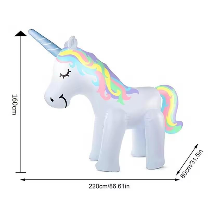 Kids Summer Giant Inflatable Unicorn Water Spray Pool Toy Swimming Float Standing Outdoor Fountain Beach Party Decor Accessories