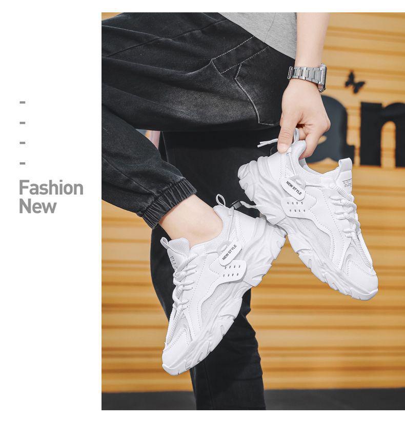 2024 Men's Breathable Black Mesh Sports Shoes with Thick Sole - Casual, Heightened, Safety Work Design