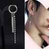 Kpop Punk Tassel Chain Earrings For Men Women Stainless Steel Metal Bar Pendant Geometric Drop Earrings Party Hip Hop Jewelry
